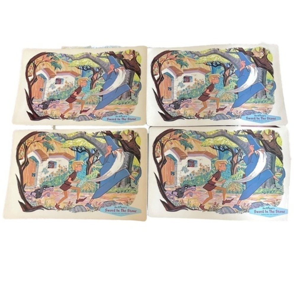 Sword and the Stone  Walt Disney Placemat 1960 Children 11" x 17.5" set of 4